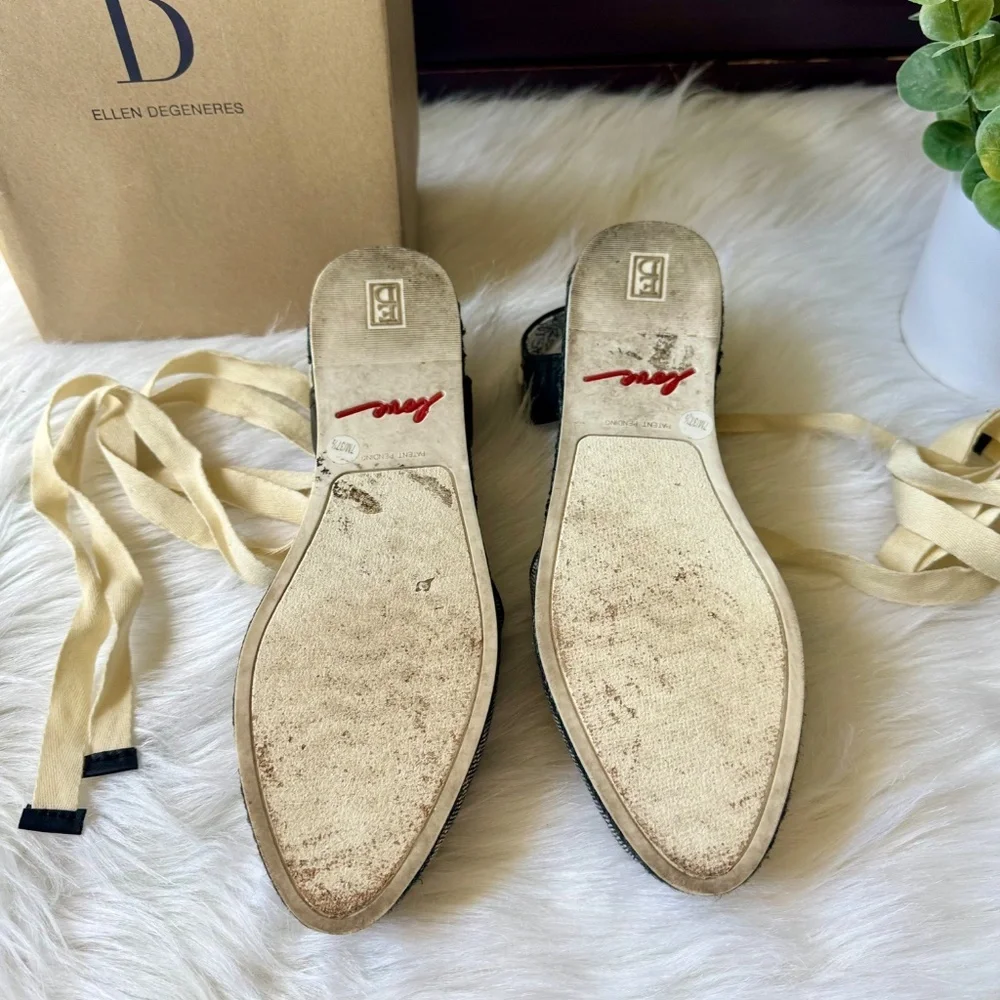 ED by Ellen DeGeneres Lourana‎ Ankle Wrap Black and White Espadrilles Size 7M